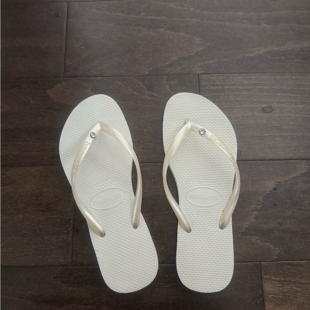 Havaianas White Slim Flip Flops